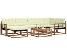 Lauko sofos komplektas 19 pcs Natūralus ir grietinėlė