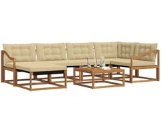 Lauko sofos komplektas su pagalve 19 pcs Natūralus ir bežinis