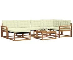 Lauko sofos komplektas 19 pcs Natūralus ir grietinėlė