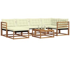 Lauko sofos komplektas 19 pcs Natūralus ir grietinėlė