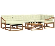 Lauko sofos komplektas 19 pcs Natūralus ir grietinėlė