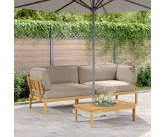 Sofos komplektas su pagalve 2 pcs Taupe Kietos akacijos mediena