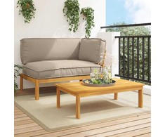 Lauko baldų komplektas Sofos komplektas su pagalve 2 pcs Taupe Kietos akacijos mediena
