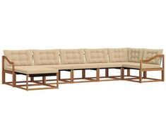 Lauko sofos komplektas su pagalve 7 pcs Natūralus ir bežinis