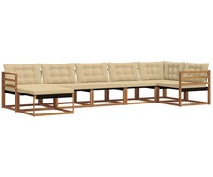Lauko sofos komplektas su pagalve 7 pcs Natūralus ir bežinis