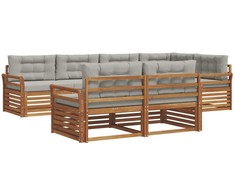 Lauko sofos komplektas 7 pcs Natūrali ir šviesiai pilka