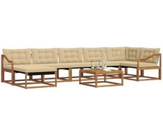Lauko sofos komplektas su pagalve 22 pcs Natūralus ir bežinis