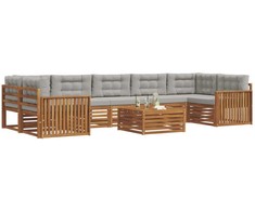 Lauko sofos komplektas 8 pcs Natūrali ir šviesiai pilka