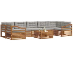 Lauko sofos komplektas 8 pcs Natūrali ir šviesiai pilka