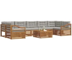 Lauko sofos komplektas 8 pcs Natūrali ir šviesiai pilka