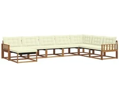 Lauko sofos komplektas su pagalve 8 pcs Natūralus ir grietinėlė
