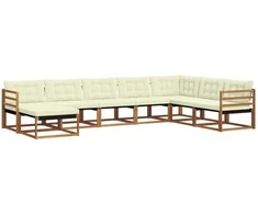 Lauko baldų komplektas Lauko sofos komplektas su pagalve 8 pcs Natūralus ir grietinėlė