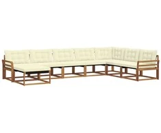 Lauko sofos komplektas su pagalve 8 pcs Natūralus ir grietinėlė