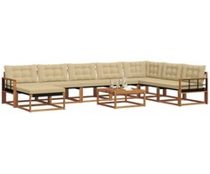 Lauko sofos komplektas su pagalve 9 pcs Natūralus ir bežinis