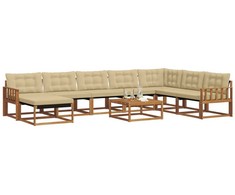 Lauko sofos komplektas su pagalve 9 pcs Natūralus ir bežinis