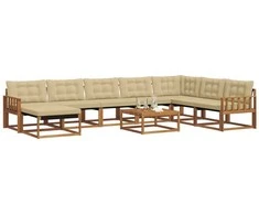 Lauko sofos komplektas su pagalve 9 pcs Natūralus ir bežinis