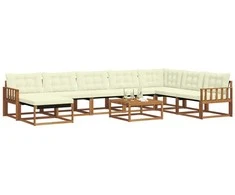 Lauko sofos komplektas su pagalve 9 pcs Natūralus ir grietinėlė