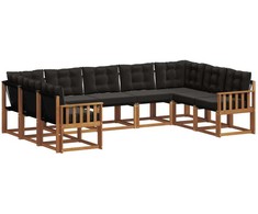 Lauko sofos komplektas su pagalve 9 pcs Natūrali ir juoda