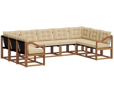 Lauko sofos komplektas su pagalve 9 pcs Natūralus ir bežinis