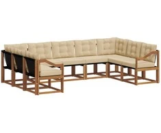 Lauko sofos komplektas su pagalve 9 pcs Natūralus ir bežinis