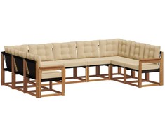 Lauko sofos komplektas su pagalve 9 pcs Natūralus ir bežinis