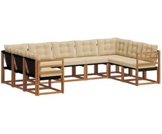 Lauko sofos komplektas su pagalve 9 pcs Natūralus ir bežinis