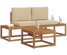 Lauko sofos komplektas su pagalve 3 pcs Natūrali