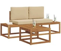 Lauko sofos komplektas su pagalve 3 pcs Natūrali