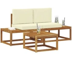 Lauko sofos komplektas su pagalve 3 pcs Natūrali