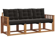 Lauko sofos komplektas su pagalve 3 pcs Natūrali ir juoda
