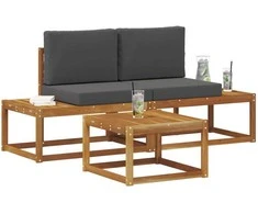 Lauko sofos komplektas su pagalve 3 pcs Natūrali