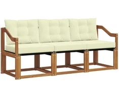 Lauko sofos komplektas su pagalve 3 pcs Natūralus ir grietinėlė