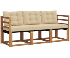 Lauko sofos komplektas su pagalve 3 pcs Natūralus ir bežinis