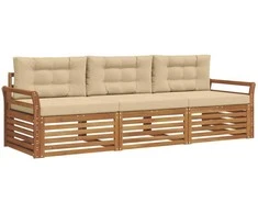 Lauko sofos komplektas su pagalve 3 pcs Natūralus ir bežinis