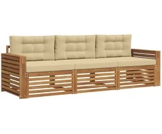 Lauko sofos komplektas su pagalve 3 pcs Natūralus ir bežinis