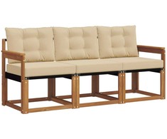 Lauko sofos komplektas su pagalve 3 pcs Natūralus ir bežinis