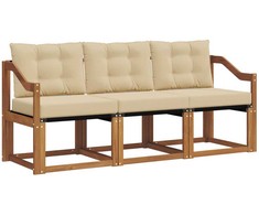 Lauko sofos komplektas su pagalve 3 pcs Natūralus ir bežinis
