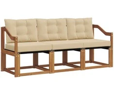 Lauko sofos komplektas su pagalve 3 pcs Natūralus ir bežinis