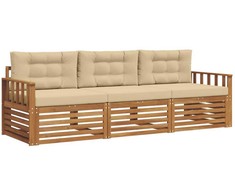 Lauko sofos komplektas su pagalve 3 pcs Natūralus ir bežinis