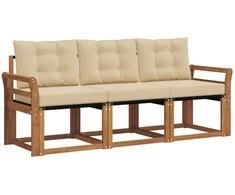 Lauko sofos komplektas su pagalve 3 pcs Natūralus ir bežinis
