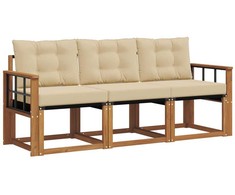 Lauko sofos komplektas su pagalve 3 pcs Natūralus ir bežinis