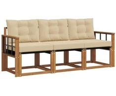 Lauko sofos komplektas su pagalve 3 pcs Natūralus ir bežinis