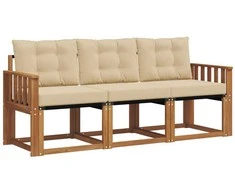 Lauko sofos komplektas su pagalve 3 pcs Natūralus ir bežinis