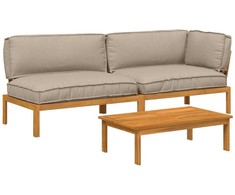 Lauko baldų komplektas Sofos komplektas su pagalve 3 pcs Taupe Kietos akacijos mediena