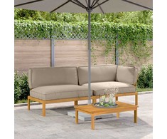 Lauko baldų komplektas Sofos komplektas su pagalve 3 pcs Taupe Kietos akacijos mediena