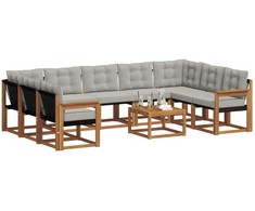 Lauko sofos komplektas 10 pcs Natūrali ir šviesiai pilka