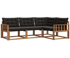 Lauko sofos komplektas su pagalve 4 pcs Natūrali ir juoda
