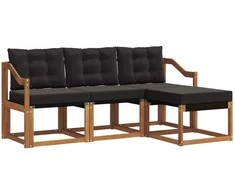 Lauko sofos komplektas su pagalve 4 pcs Natūrali ir juoda