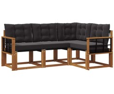 Lauko sofos komplektas su pagalve 4 pcs Natūrali ir juoda