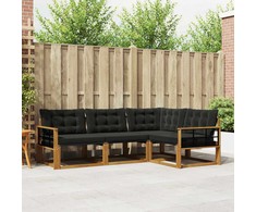 Sofa Lauko sofos komplektas su pagalve 4 pcs Natūrali ir juoda